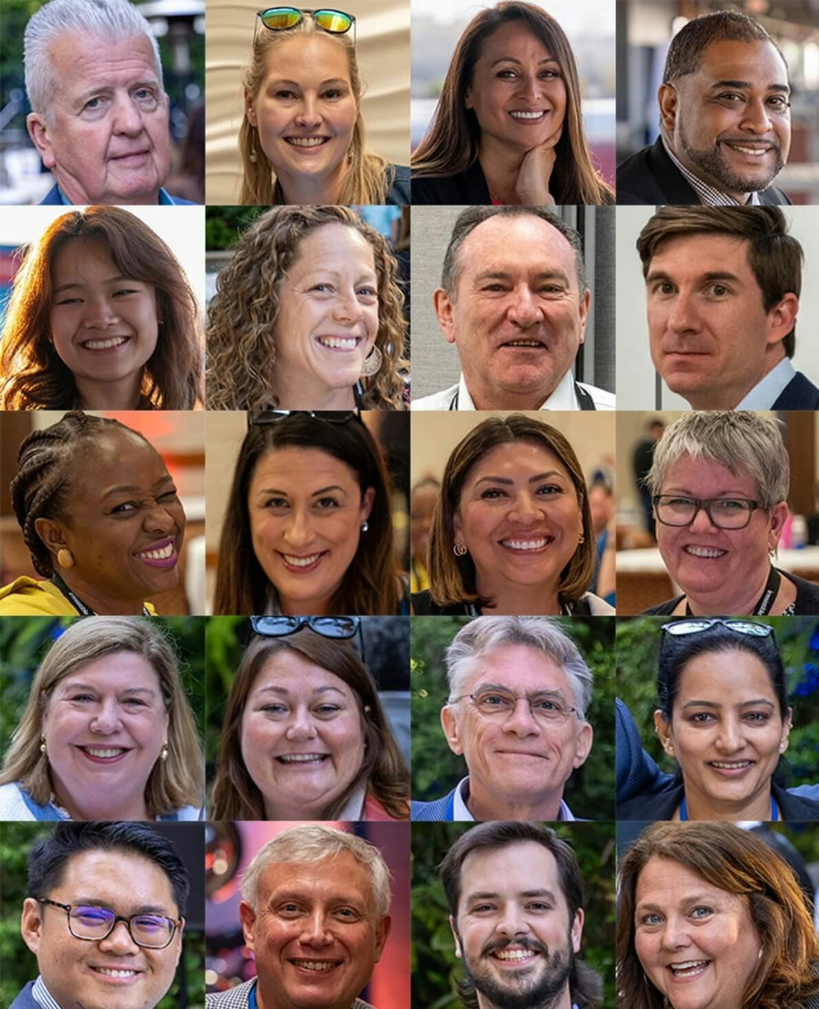 several portraits of smiling people in a grid layout
