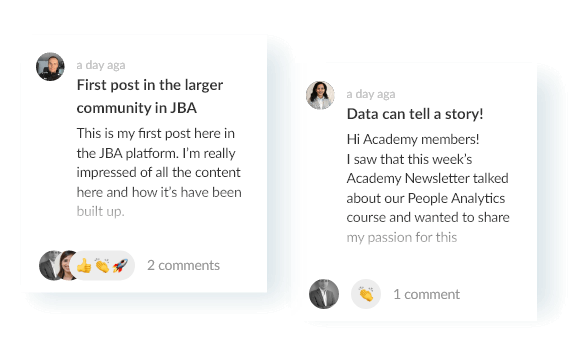 example posts/comments on the Bersin Academy platform